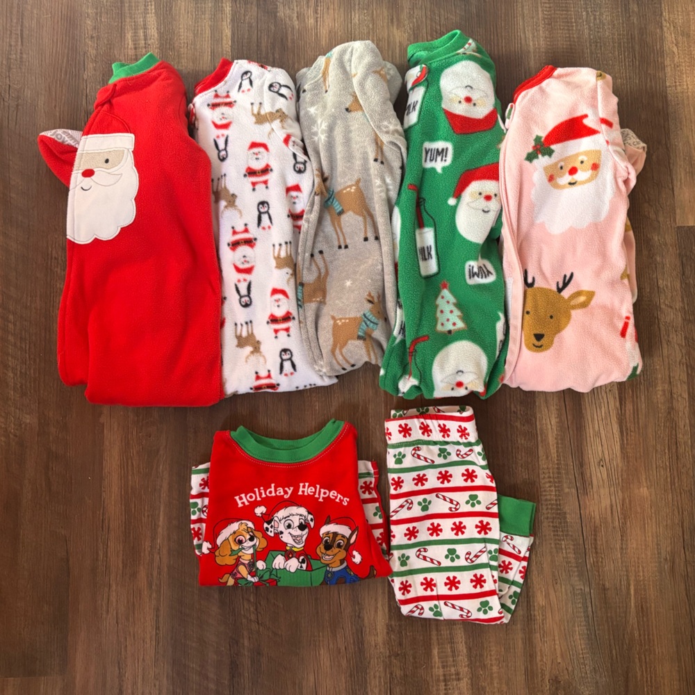 Holiday 18 Month Pajama Lot Fleece Footie and Paw Patrol Set